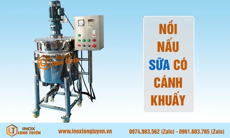 Nồi nấu trà sữa có cánh khuấy 50-200 lít