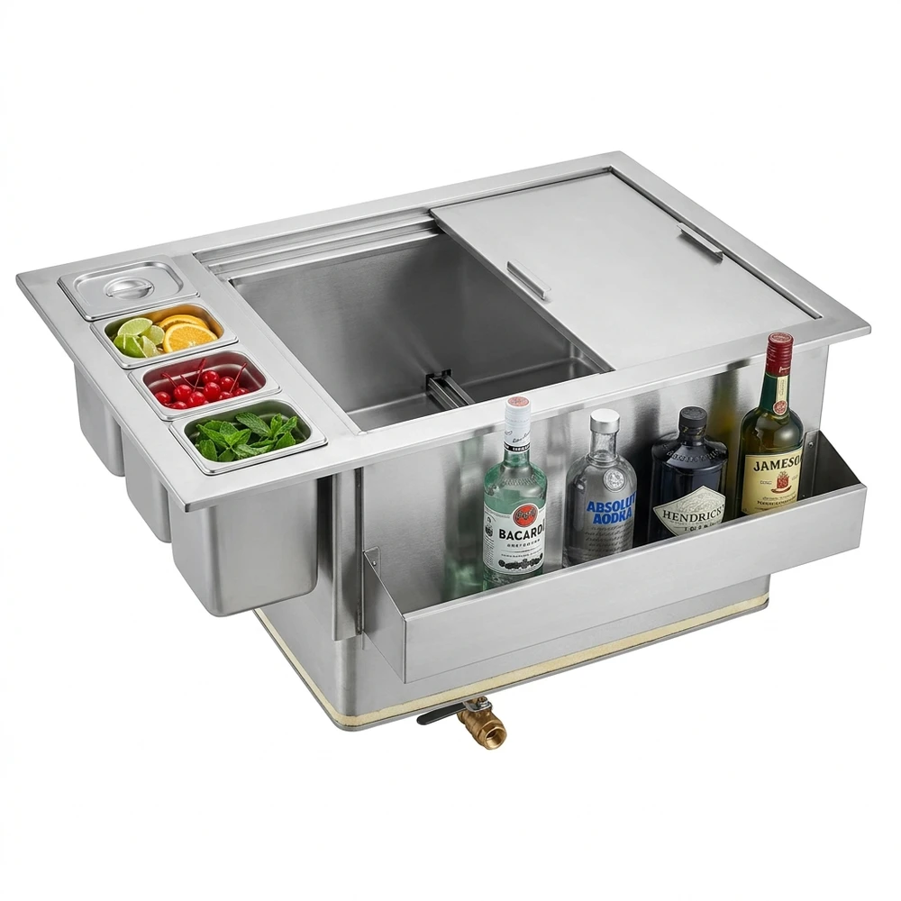 Thùng đá inox 1 cửa lùa